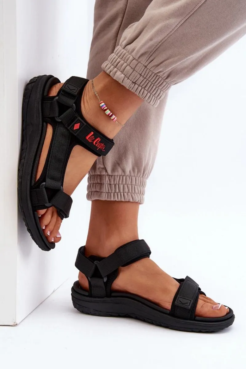 Sandały Płaskie>Lee Cooper Damskie Sandały LCW-24-34-2615 Czarne Czarny