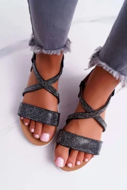 Sandały Płaskie><noscript><img width=