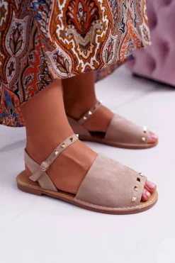 Sandały Płaskie><noscript><img width=