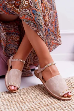 Sandały Płaskie><noscript><img width=