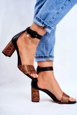 Sandały Na Obcasie>Maciejka Damskie Sandały Skórzane Pomarańczowy Gad 04235-18/00-5