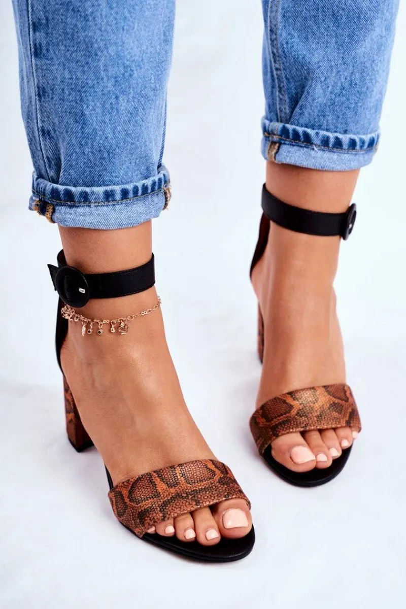 Sandały Na Obcasie>Maciejka Damskie Sandały Skórzane Pomarańczowy Gad 04235-18/00-5