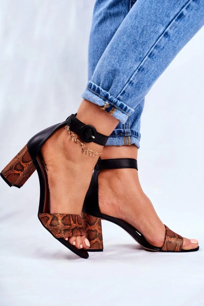 Sandały Na Obcasie>Maciejka Damskie Sandały Skórzane Pomarańczowy Gad 04235-18/00-5