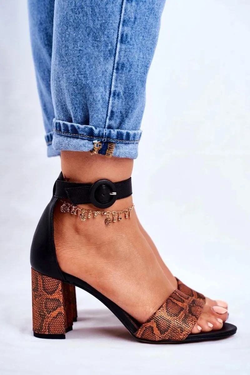 Sandały Na Obcasie>Maciejka Damskie Sandały Skórzane Pomarańczowy Gad 04235-18/00-5