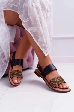 Sandały Płaskie><noscript><img width=