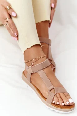 Sandały Płaskie><noscript><img width=