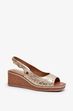 Sandały Na Koturnie></noscript>Buty Sergio Leone Damskie Sandały Na Koturnie Sergio Leone SK301 Złote