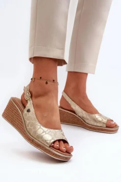 Sandały Na Koturnie></noscript>Buty Sergio Leone Damskie Sandały Na Koturnie Sergio Leone SK301 Złote