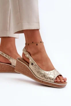 Sandały Na Koturnie></noscript>Buty Sergio Leone Damskie Sandały Na Koturnie Sergio Leone SK301 Złote