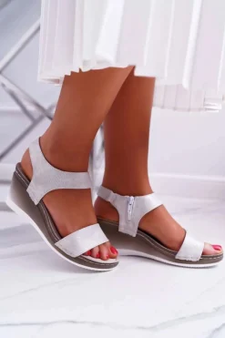 New Buty damskie Vinceza Damskie Sandały na Koturnie Srebrne Gerdro