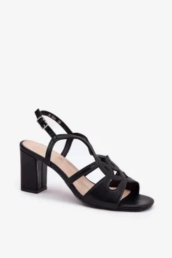 Sandały Na Słupku|Sandały Na Obcasie><noscript><img width=