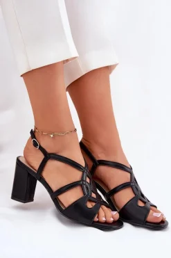 Sandały Na Słupku|Sandały Na Obcasie><noscript><img width=