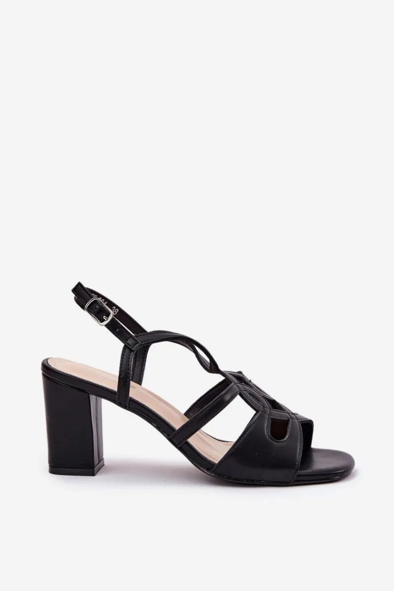 Sandały Na Słupku|Sandały Na Obcasie>Buty Sergio Leone Damskie Sandały Na Obcasie Słupku Sergio Leone SK884 Czarne Czarny