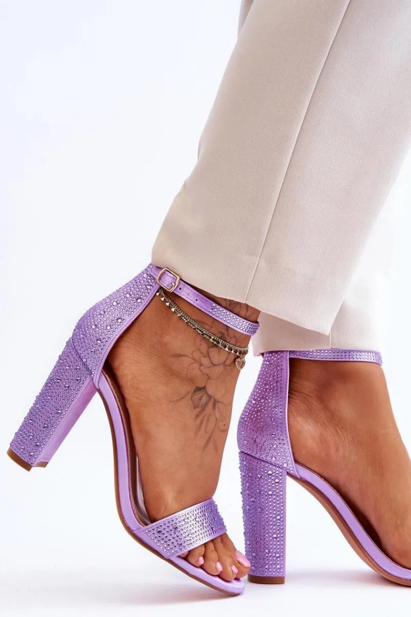 Sandały Na Obcasie>Boto Damskie Sandały Na Obcasie Z Cyrkoniami Fioletowe Idealistic Fioletowy
