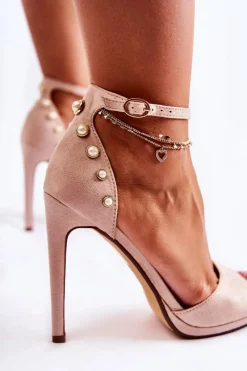 Best Boto Damskie Sandały Na Obcasie Ze Zdobieniami Beżowe Livorno