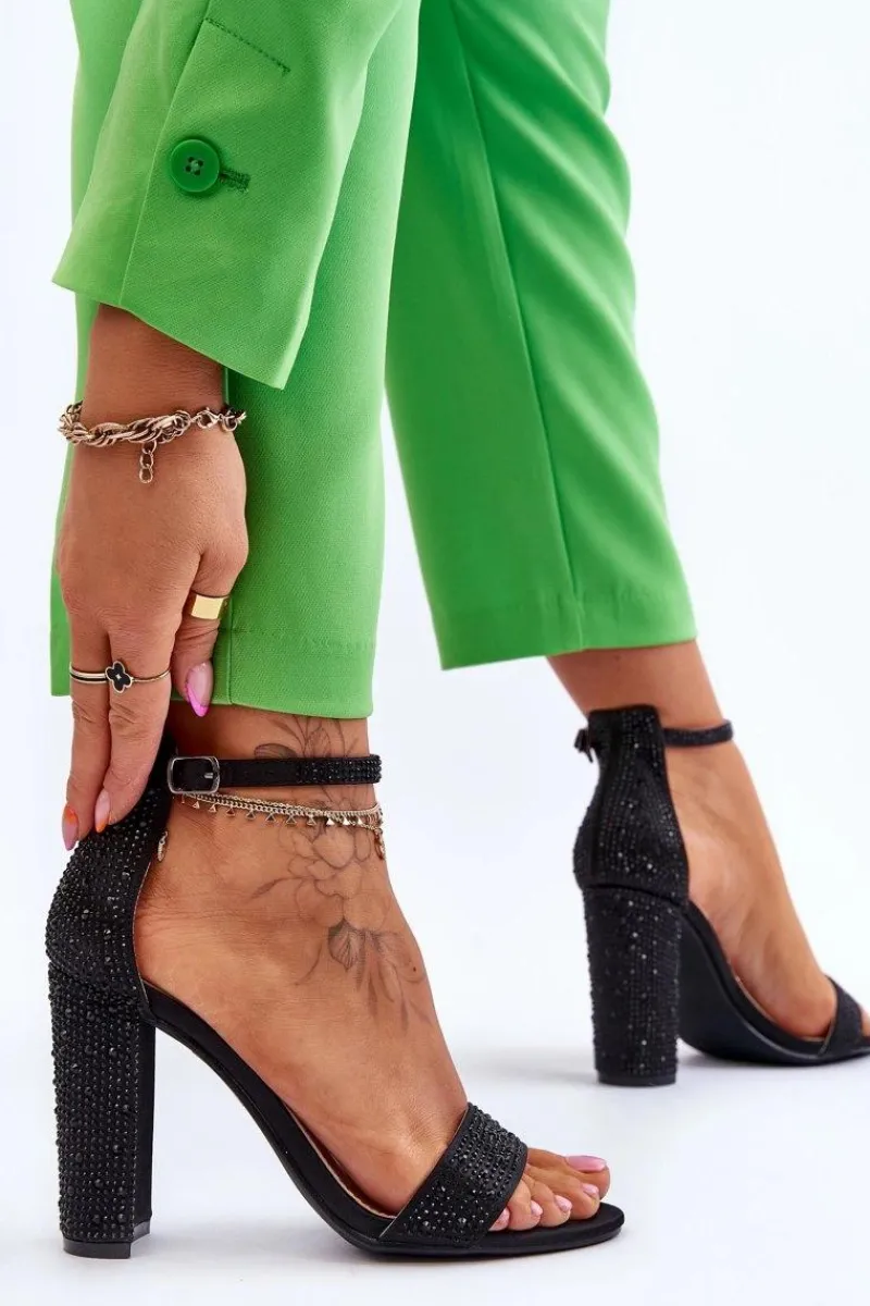 Best Boto Damskie Sandały Na Obcasie Z Cyrkoniami Czarne Idealistic