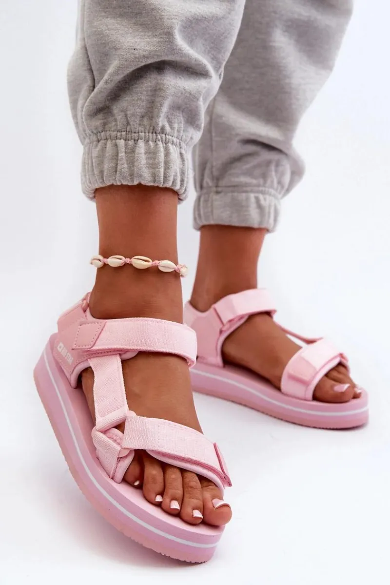 Clearance Big Star Shoes Damskie Sandały Na Platformie Big Star NN274A533 Różowe Różowy