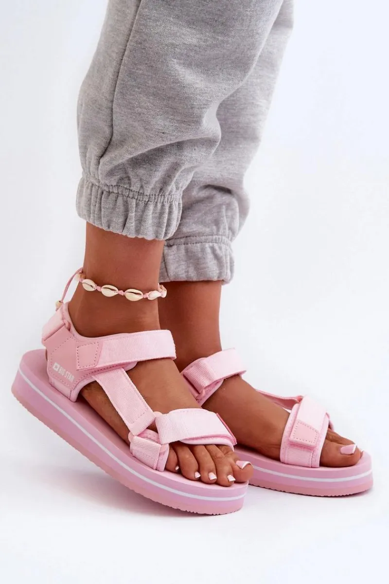 Clearance Big Star Shoes Damskie Sandały Na Platformie Big Star NN274A533 Różowe Różowy