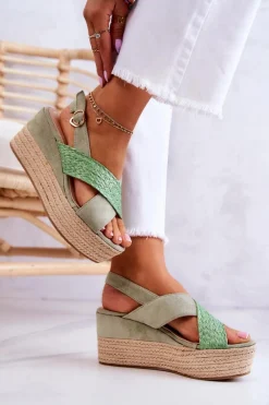 New Boto Damskie Sandały Na Platformie Zielone Emmalee