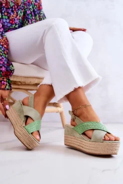 New Boto Damskie Sandały Na Platformie Zielone Emmalee