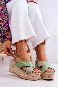 New Boto Damskie Sandały Na Platformie Zielone Emmalee