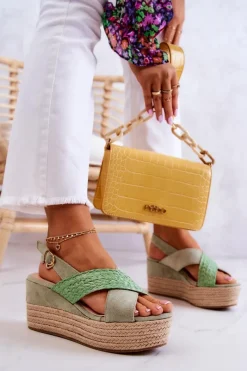 New Boto Damskie Sandały Na Platformie Zielone Emmalee