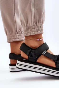 Sandały Płaskie></noscript>Lee Cooper Damskie Sandały Na Platformie LCW-24-05-2753 Czarne Czarny