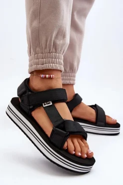 Sandały Płaskie></noscript>Lee Cooper Damskie Sandały Na Platformie LCW-24-05-2753 Czarne Czarny