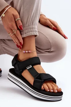 Sandały Płaskie></noscript>Lee Cooper Damskie Sandały Na Platformie LCW-24-05-2753 Czarne Czarny