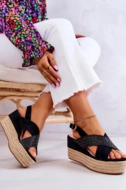 Sandały Na Koturnie>Boto Damskie Sandały Na Platformie Czarne Emmalee