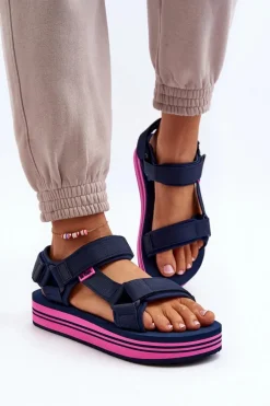 Sale Lee Cooper Damskie Sandały Na Platformie LCW-24-05-2754L Granatowe Niebieski