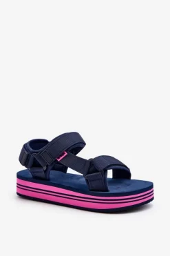 Sale Lee Cooper Damskie Sandały Na Platformie LCW-24-05-2754L Granatowe Niebieski