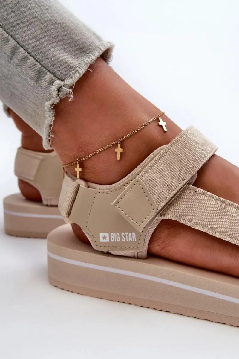Sandały Big Star|Sandały Płaskie>Big Star Shoes Damskie Sandały Na Platformie Big Star NN274A535 Beżowe Beżowy