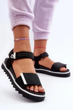 Clearance Damskie Sandały Na Platformie Big Star NN274778 Czarne Damskie Sandały Big Star|Sandały Płaskie