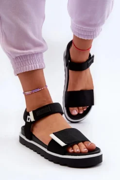 Clearance Damskie Sandały Na Platformie Big Star NN274778 Czarne Damskie Sandały Big Star|Sandały Płaskie