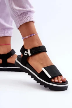 Clearance Damskie Sandały Na Platformie Big Star NN274778 Czarne Damskie Sandały Big Star|Sandały Płaskie