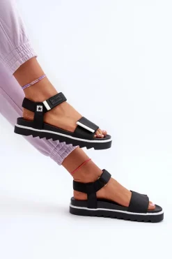 Clearance Damskie Sandały Na Platformie Big Star NN274778 Czarne Damskie Sandały Big Star|Sandały Płaskie