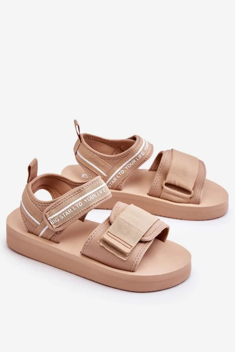 New Big Star Shoes Damskie Sandały Na Rzepy Big Star LL274787 Beżowe