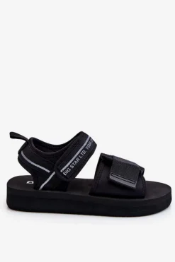 Damskie Sandały Na Rzepy Big Star LL274784 Czarne Damskie Sandały Big Star|Sandały Płaskie