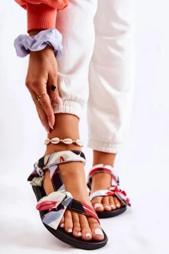 Sandały Płaskie>Boto Damskie Sandały Na Rzepy Czerwone Caprisa