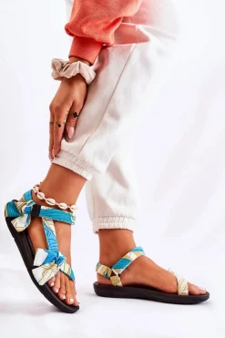 Sale Damskie Sandały Na Rzepy Zielone Caprisa Damskie Sandały Płaskie