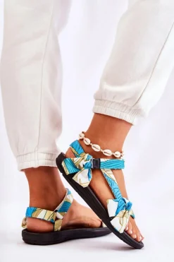 Sale Damskie Sandały Na Rzepy Zielone Caprisa Damskie Sandały Płaskie