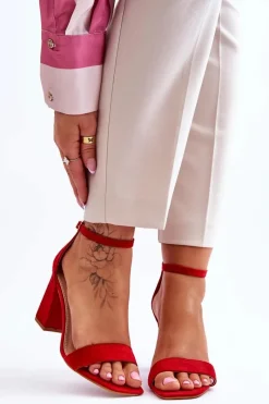 Sandały Na Obcasie>Boto Damskie Sandały Na Stabilnym Słupku Czerwone Lavissa