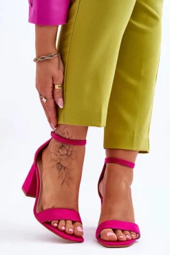 Sale Boto Damskie Sandały Na Stabilnym Słupku Fuksja Lavissa