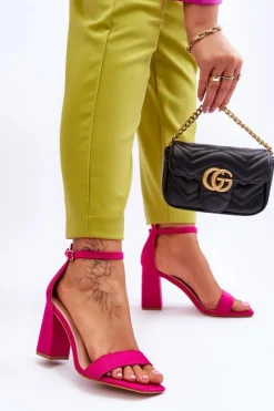 Sale Boto Damskie Sandały Na Stabilnym Słupku Fuksja Lavissa