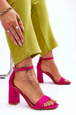 Sale Boto Damskie Sandały Na Stabilnym Słupku Fuksja Lavissa