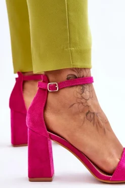 Sale Boto Damskie Sandały Na Stabilnym Słupku Fuksja Lavissa