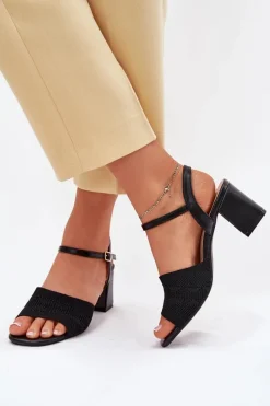 Sale Boto Damskie Sandały Na Słupkowym Obcasie Czarne Sarena Czarny