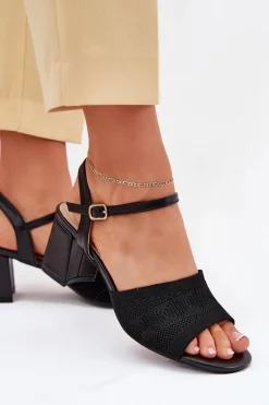 Sale Boto Damskie Sandały Na Słupkowym Obcasie Czarne Sarena Czarny