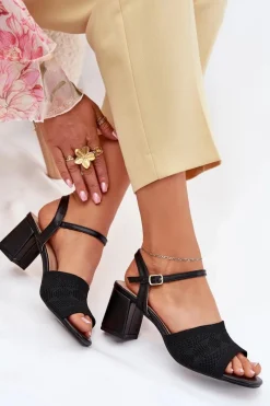 Sale Boto Damskie Sandały Na Słupkowym Obcasie Czarne Sarena Czarny